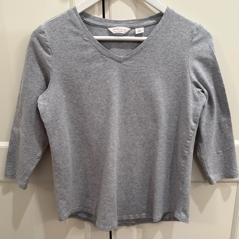 Weatherproof Vintage Women’s Size Small Grey V-Neck 3/4 Sleeve T-Shirt Top